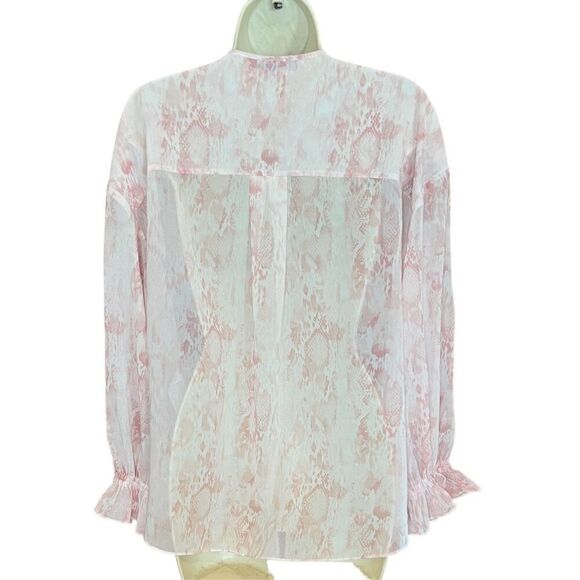 AllSaints Penny Masala See-Through Blouse in Soft Pink NWT Size 2 - Picture 4 of 6
